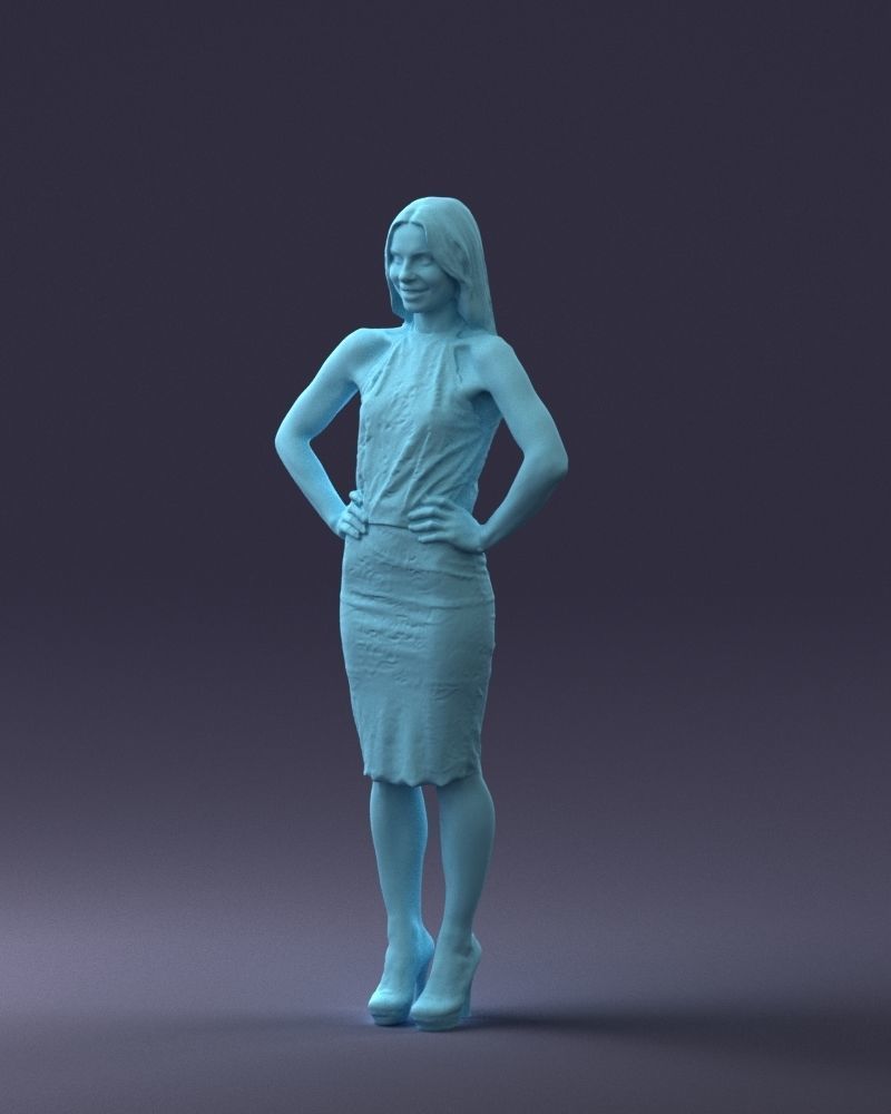 000158 Elegant Woman in White Lace Dress 0714 3dp 3D print model_34