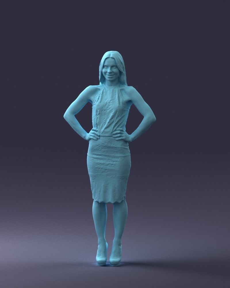 000158 Elegant Woman in White Lace Dress 0714 3dp 3D print model_4