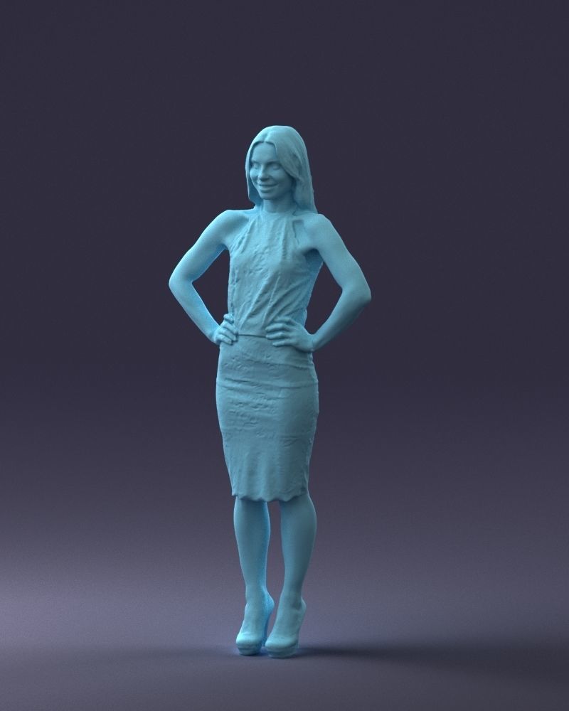 000158 Elegant Woman in White Lace Dress 0714 3dp 3D print model_37