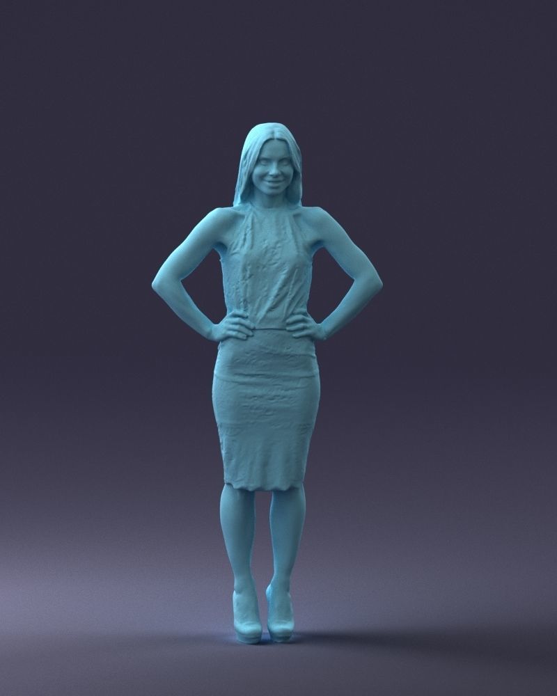 000158 Elegant Woman in White Lace Dress 0714 3dp 3D print model_7