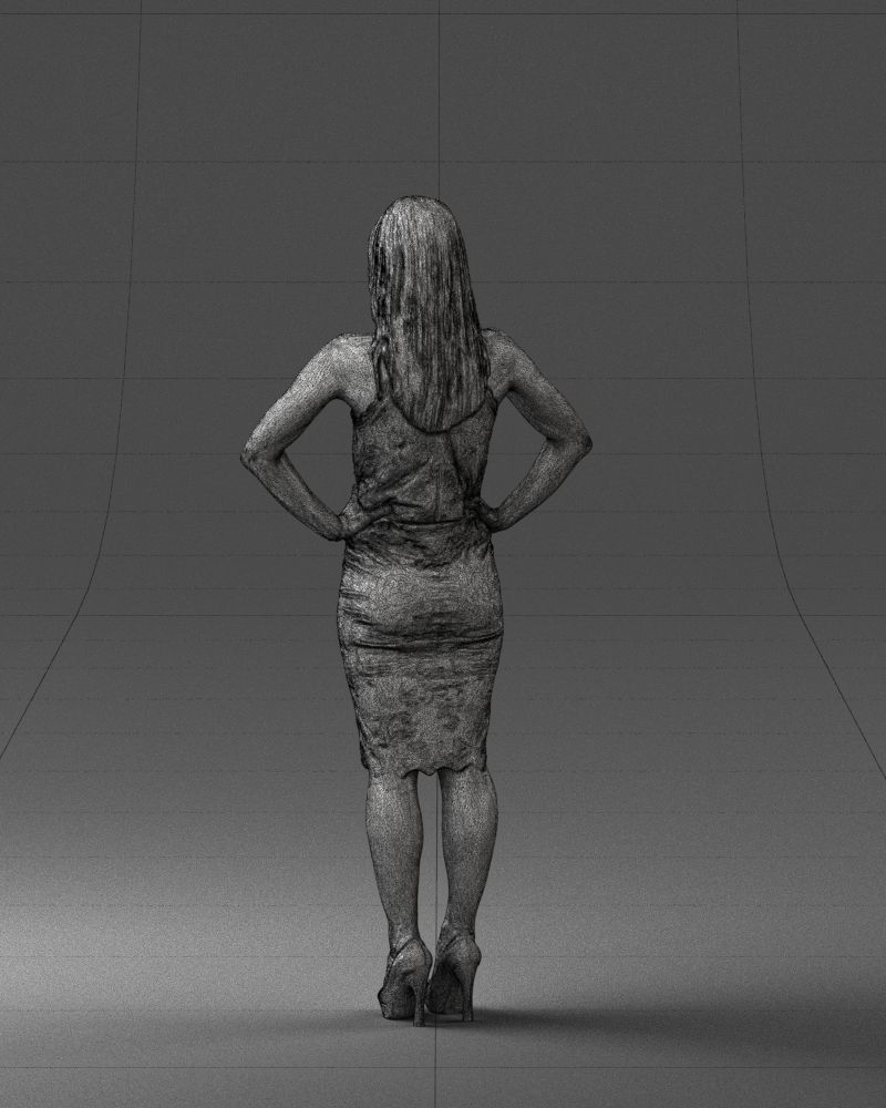 000158 Elegant Woman in White Lace Dress 0714 3dp 3D print model_23