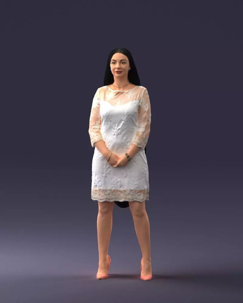 000150 Woman in Elegant White Dress 0714 3dp 3D print model