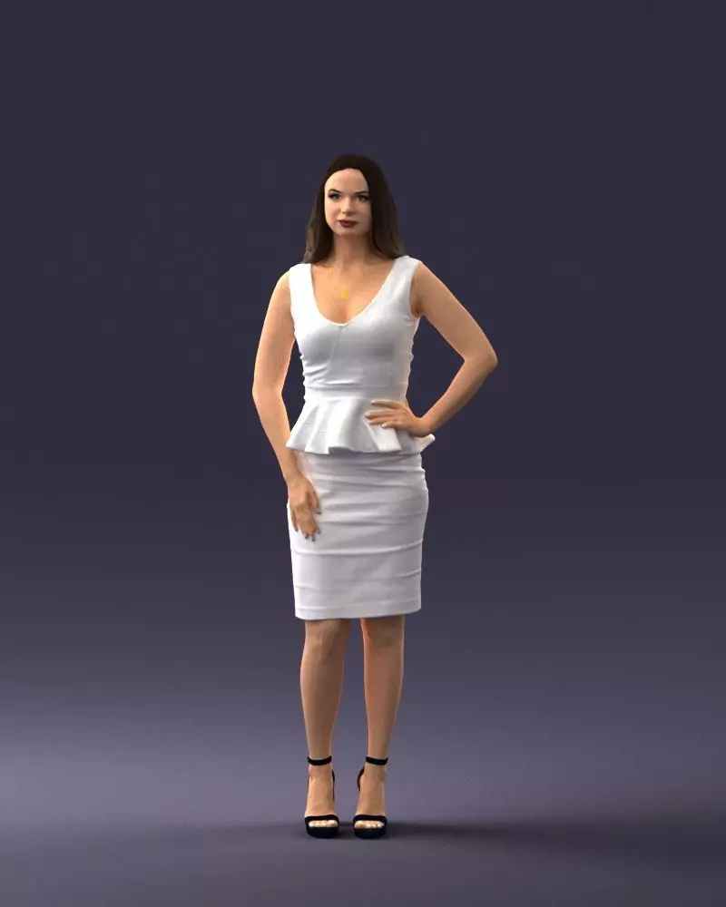 000159 Stylish Woman in White Peplum Dress 0714 3dp 3D print model