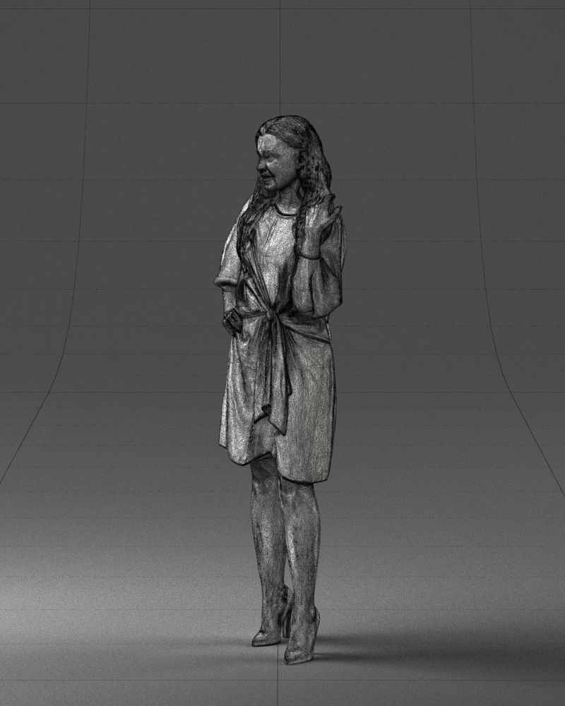 000164 Standing Woman in Stylish White Dress with Waist Tie 3dp 3D print model_32