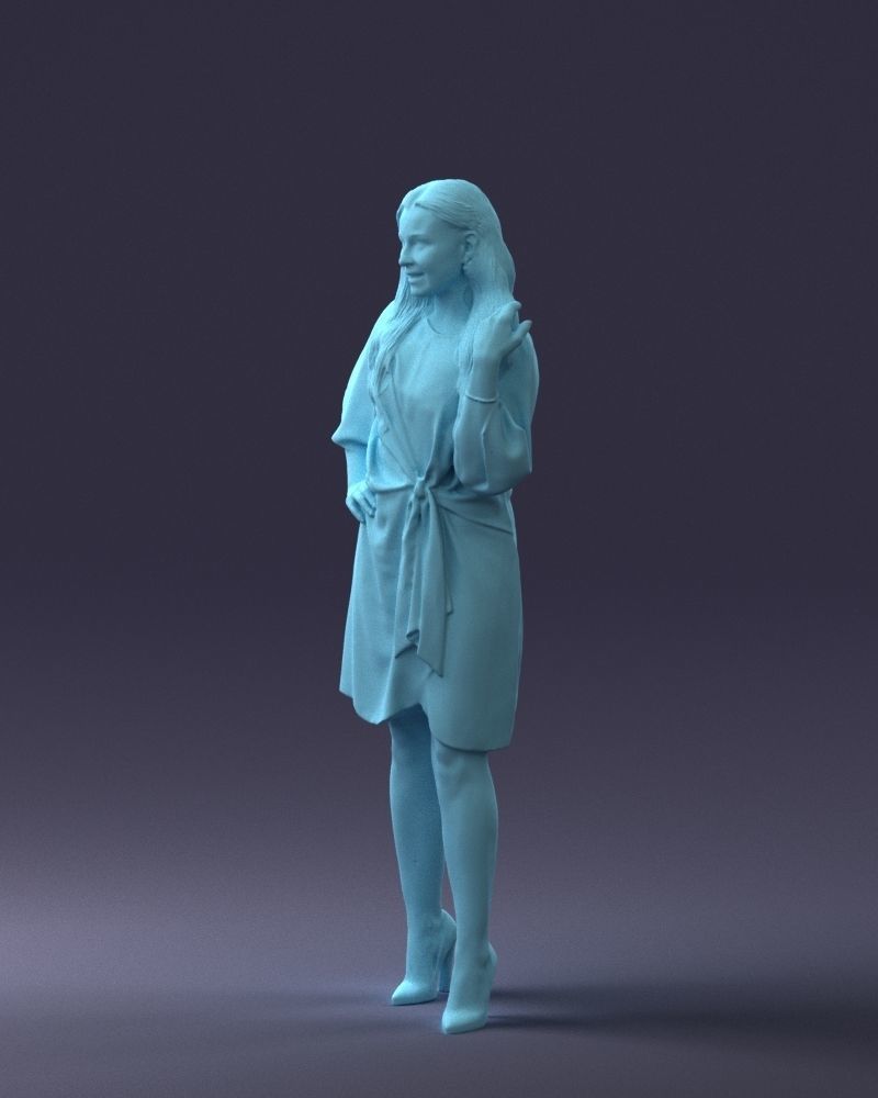 000164 Standing Woman in Stylish White Dress with Waist Tie 3dp 3D print model_31