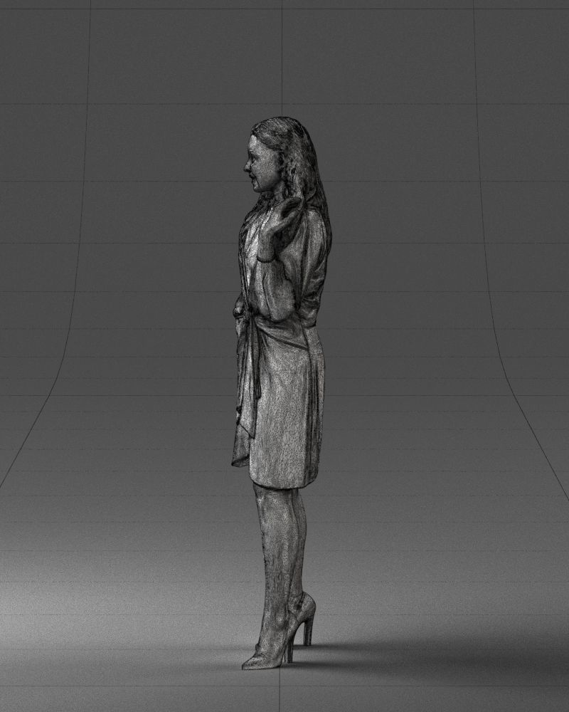 000164 Standing Woman in Stylish White Dress with Waist Tie 3dp 3D print model_29