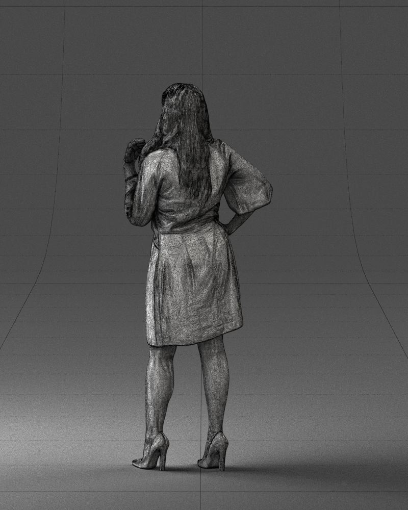 000164 Standing Woman in Stylish White Dress with Waist Tie 3dp 3D print model_23