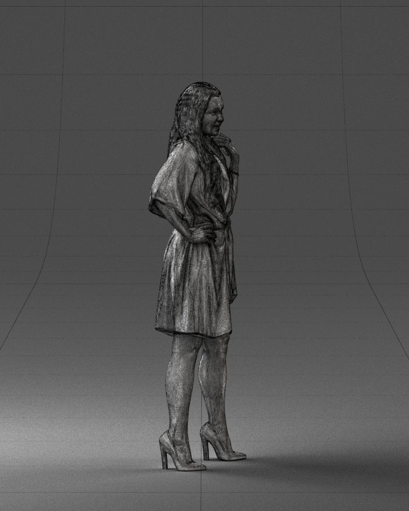000164 Standing Woman in Stylish White Dress with Waist Tie 3dp 3D print model_14
