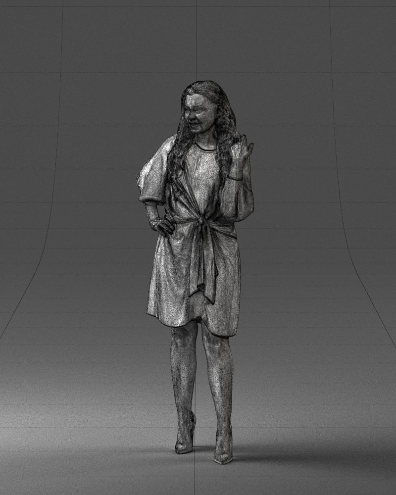 000164 Standing Woman in Stylish White Dress with Waist Tie 3dp 3D print model_35