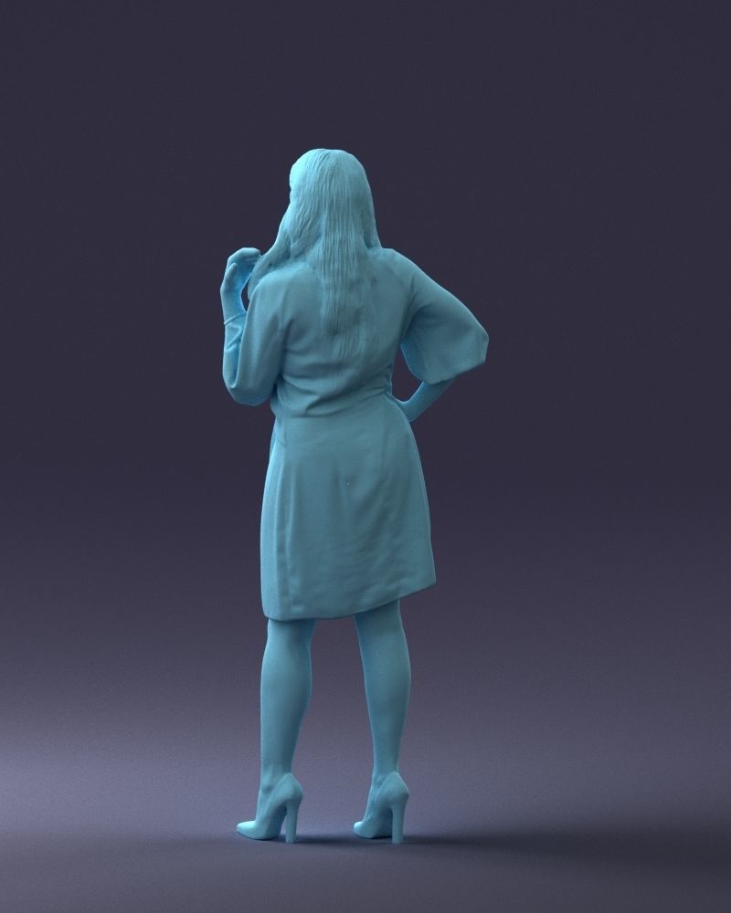 000164 Standing Woman in Stylish White Dress with Waist Tie 3dp 3D print model_22