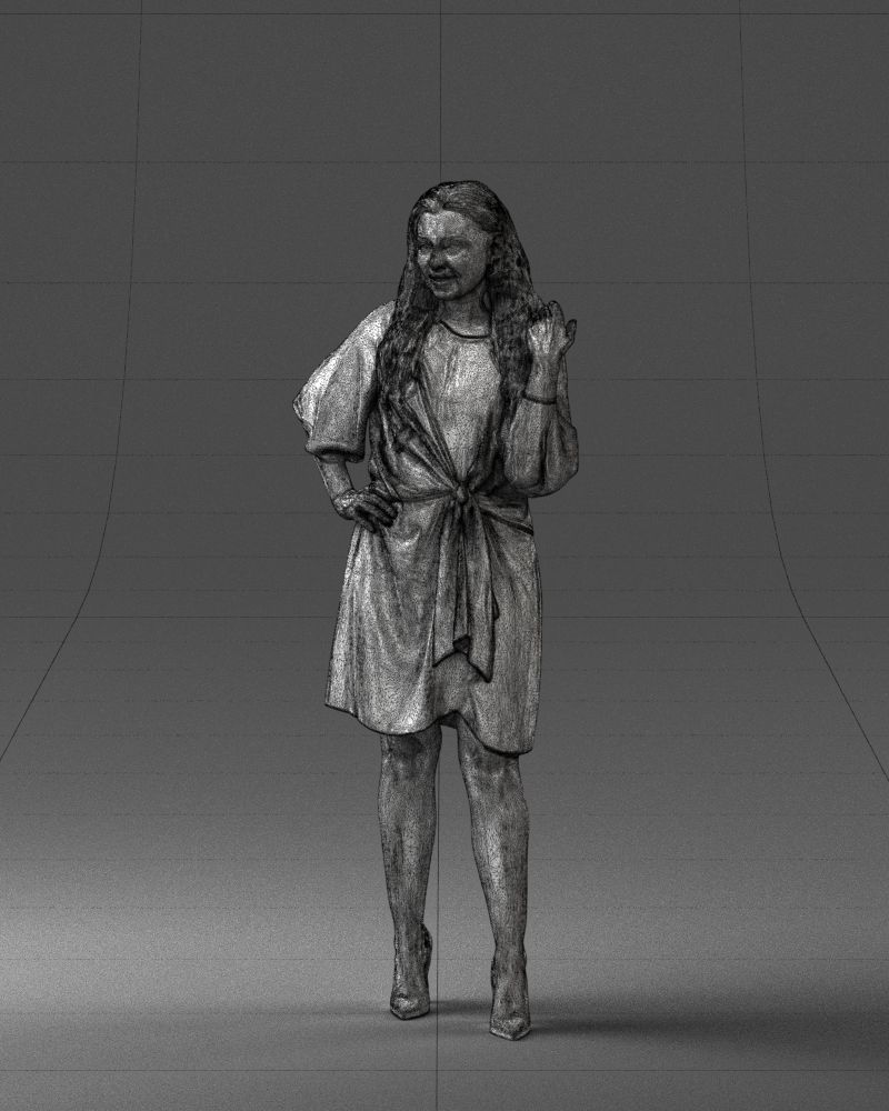 000164 Standing Woman in Stylish White Dress with Waist Tie 3dp 3D print model_38