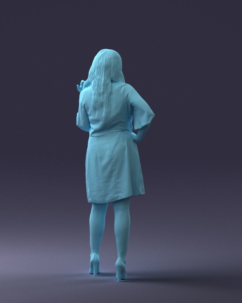 000164 Standing Woman in Stylish White Dress with Waist Tie 3dp 3D print model_19