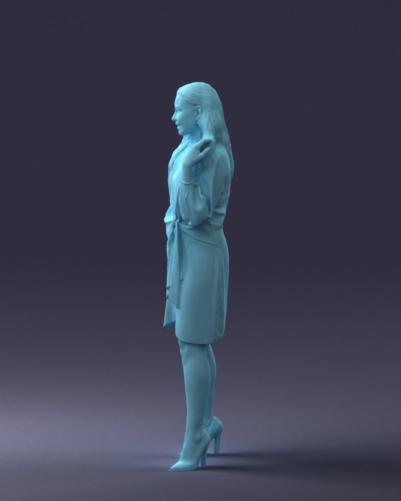 000164 Standing Woman in Stylish White Dress with Waist Tie 3dp 3D print model_28