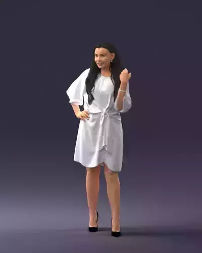 000164 Standing Woman in Stylish White Dress with Waist Tie 3dp 3D print model 000164 Standing Woman in Stylish White Dress with Waist Tie 3dp 3D print model
