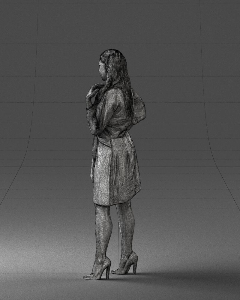 000164 Standing Woman in Stylish White Dress with Waist Tie 3dp 3D print model_26