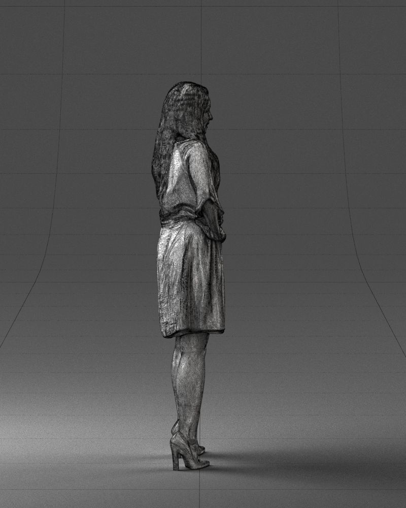 000164 Standing Woman in Stylish White Dress with Waist Tie 3dp 3D print model_17