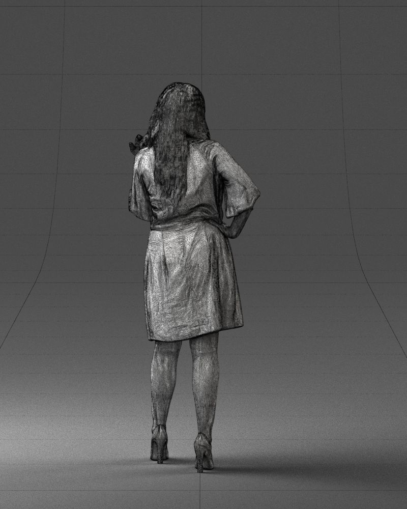 000164 Standing Woman in Stylish White Dress with Waist Tie 3dp 3D print model_20