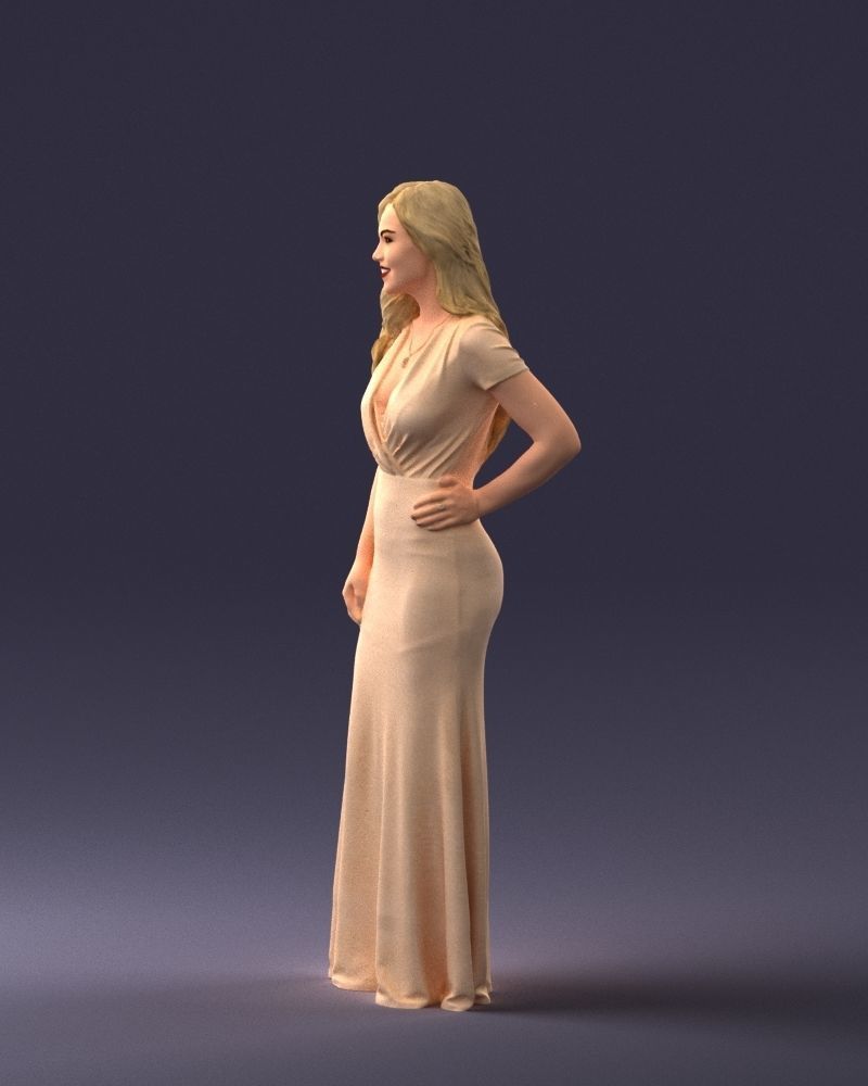 000152 Elegant Woman in Evening Gown 0714 3dp 3D print model_27