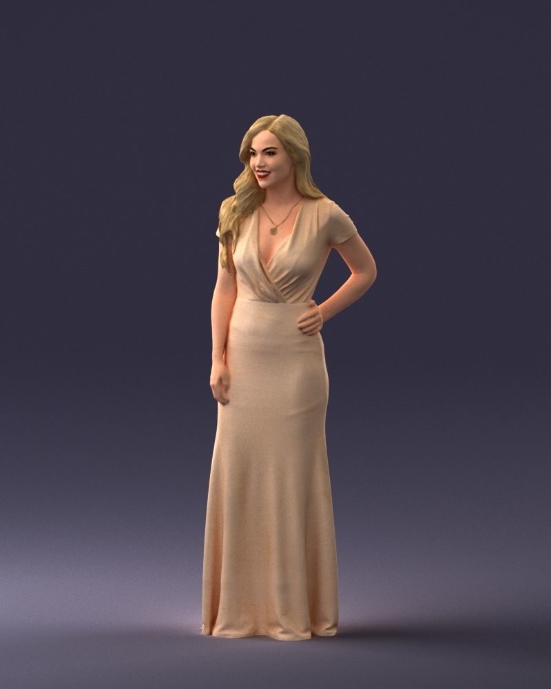 000152 Elegant Woman in Evening Gown 0714 3dp 3D print model_33