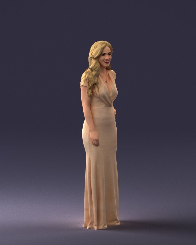 000152 Elegant Woman in Evening Gown 0714 3dp 3D print model_9