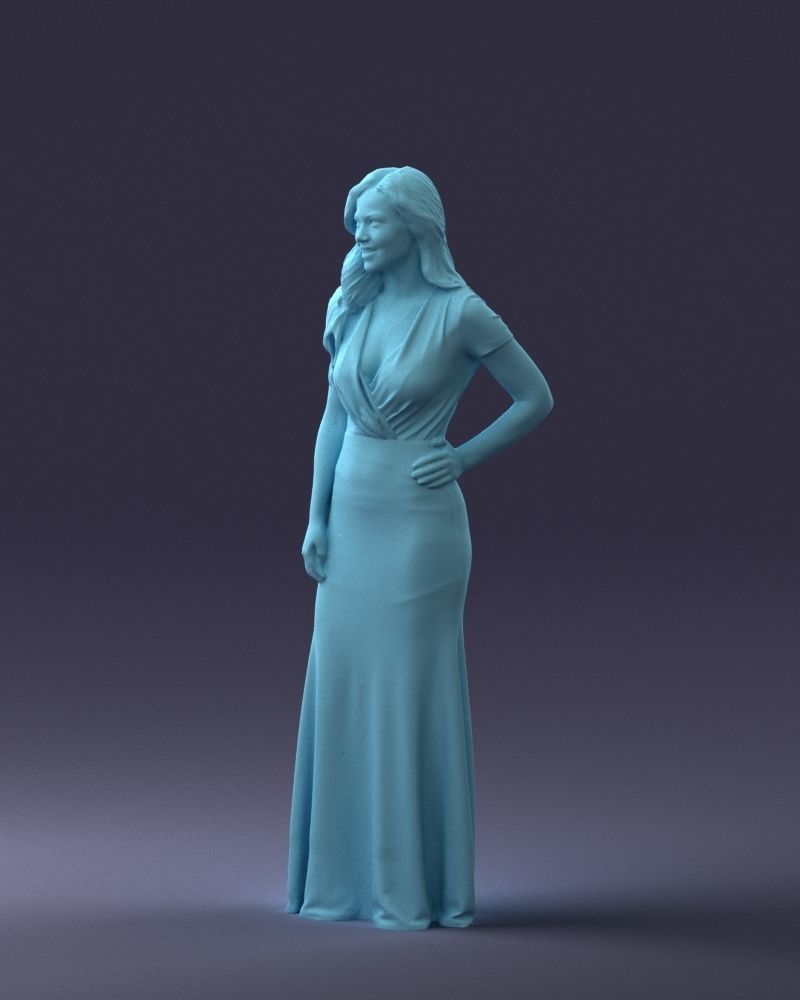 000152 Elegant Woman in Evening Gown 0714 3dp 3D print model_31