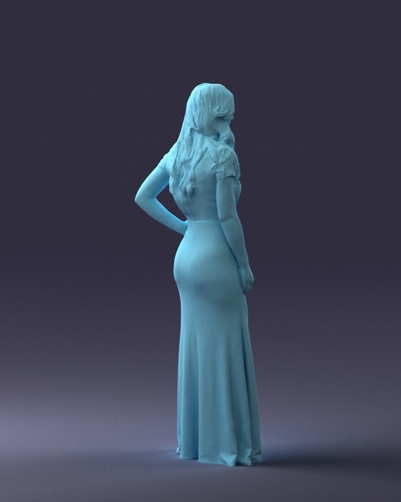 000152 Elegant Woman in Evening Gown 0714 3dp 3D print model_16