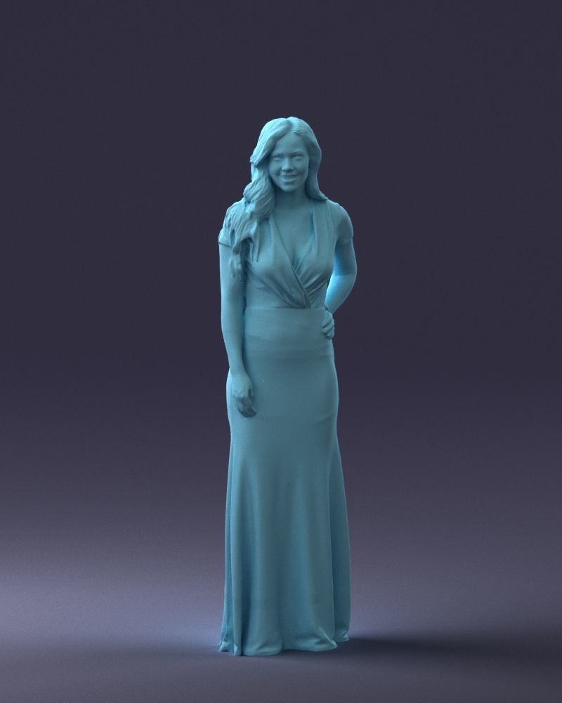 000152 Elegant Woman in Evening Gown 0714 3dp 3D print model_7