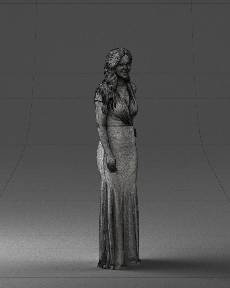 000152 Elegant Woman in Evening Gown 0714 3dp 3D print model_11