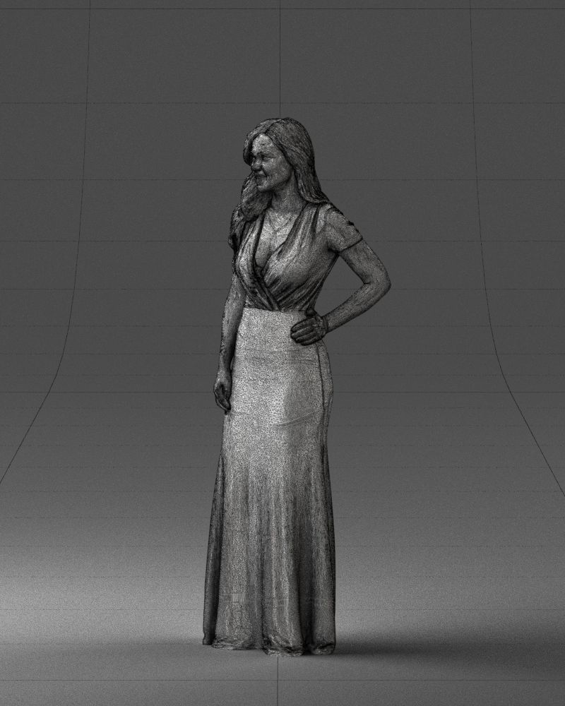 000152 Elegant Woman in Evening Gown 0714 3dp 3D print model_32