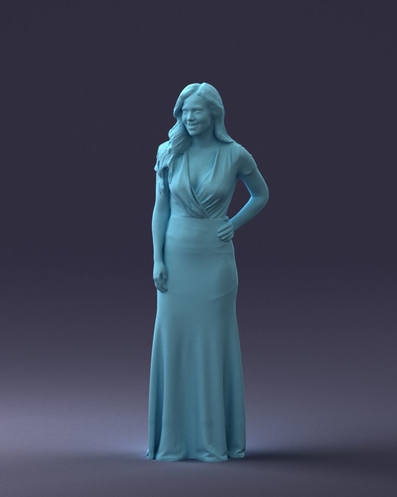 000152 Elegant Woman in Evening Gown 0714 3dp 3D print model_1