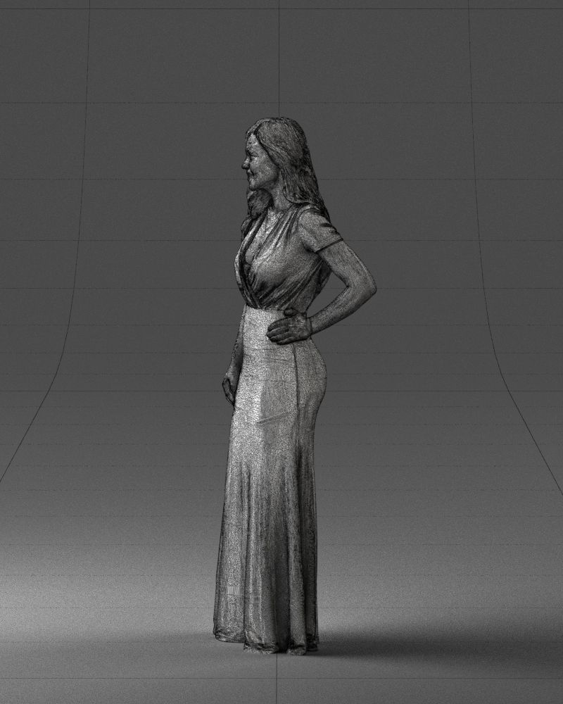 000152 Elegant Woman in Evening Gown 0714 3dp 3D print model_29