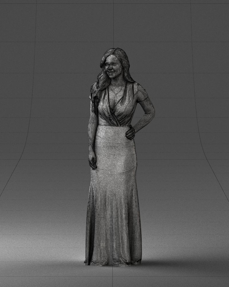 000152 Elegant Woman in Evening Gown 0714 3dp 3D print model_2