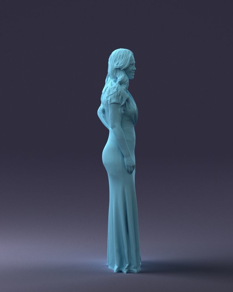 000152 Elegant Woman in Evening Gown 0714 3dp 3D print model_13