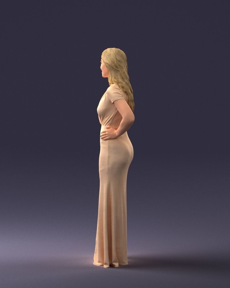 000152 Elegant Woman in Evening Gown 0714 3dp 3D print model_24