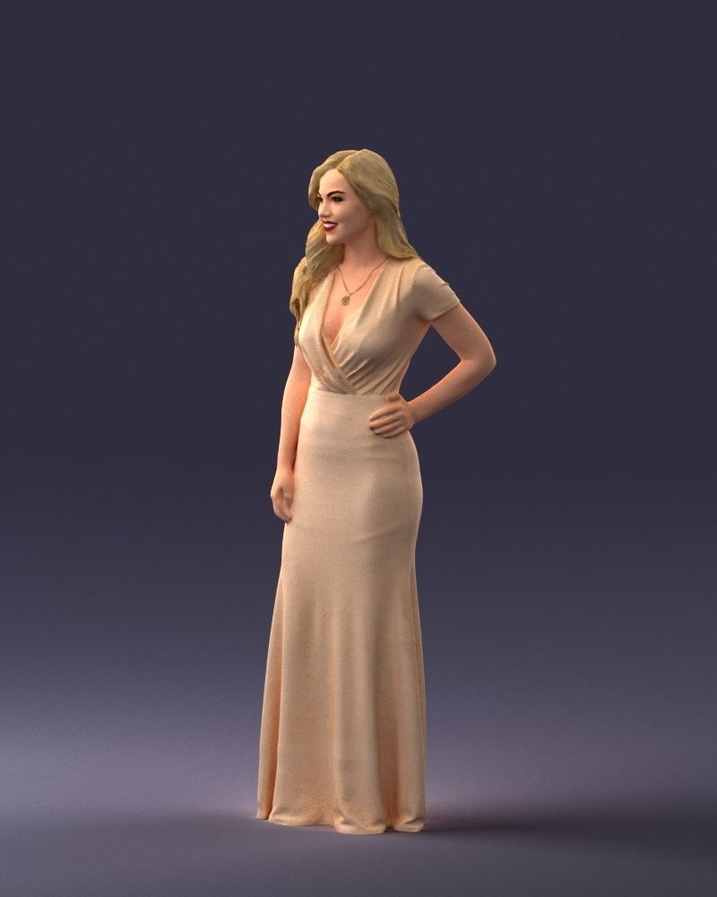 000152 Elegant Woman in Evening Gown 0714 3dp 3D print model_30