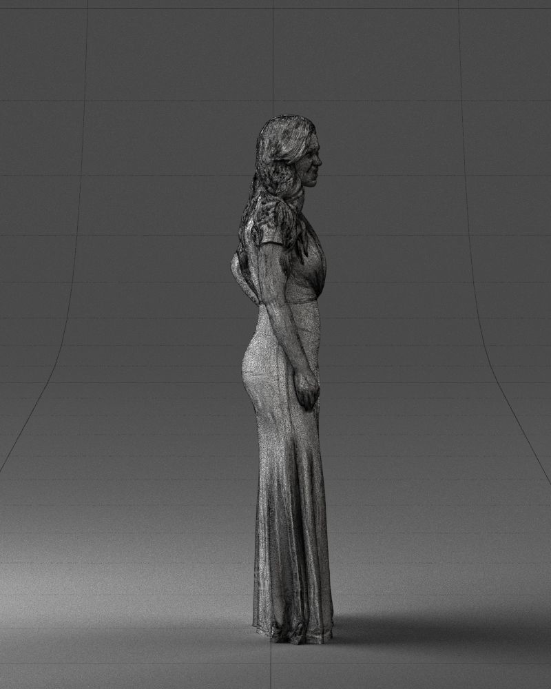 000152 Elegant Woman in Evening Gown 0714 3dp 3D print model_14
