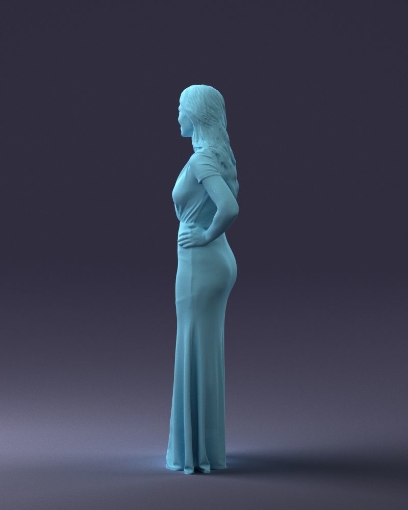 000152 Elegant Woman in Evening Gown 0714 3dp 3D print model_25