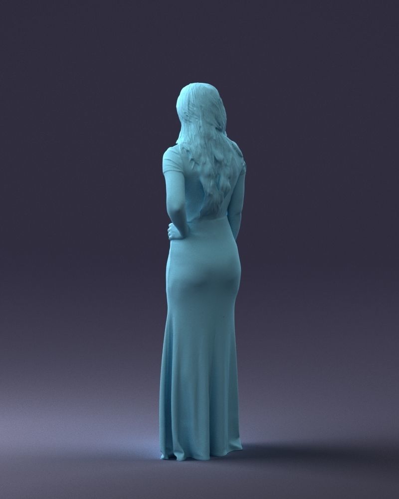 000152 Elegant Woman in Evening Gown 0714 3dp 3D print model_22