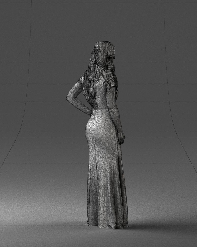 000152 Elegant Woman in Evening Gown 0714 3dp 3D print model_17