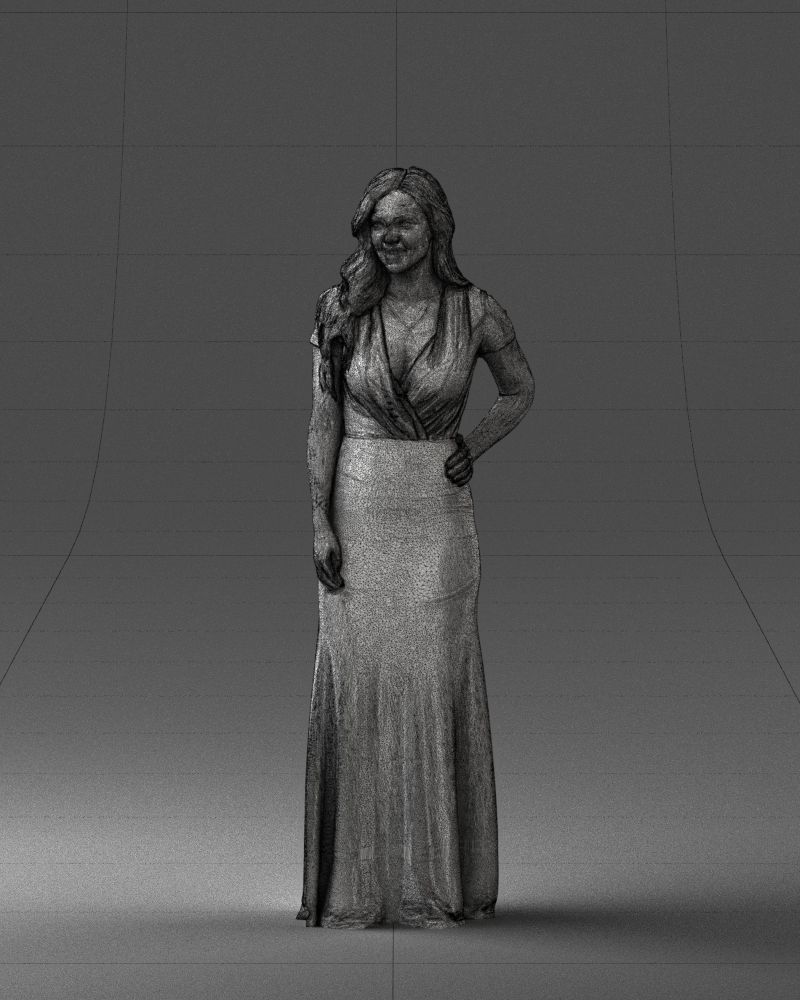 000152 Elegant Woman in Evening Gown 0714 3dp 3D print model_5