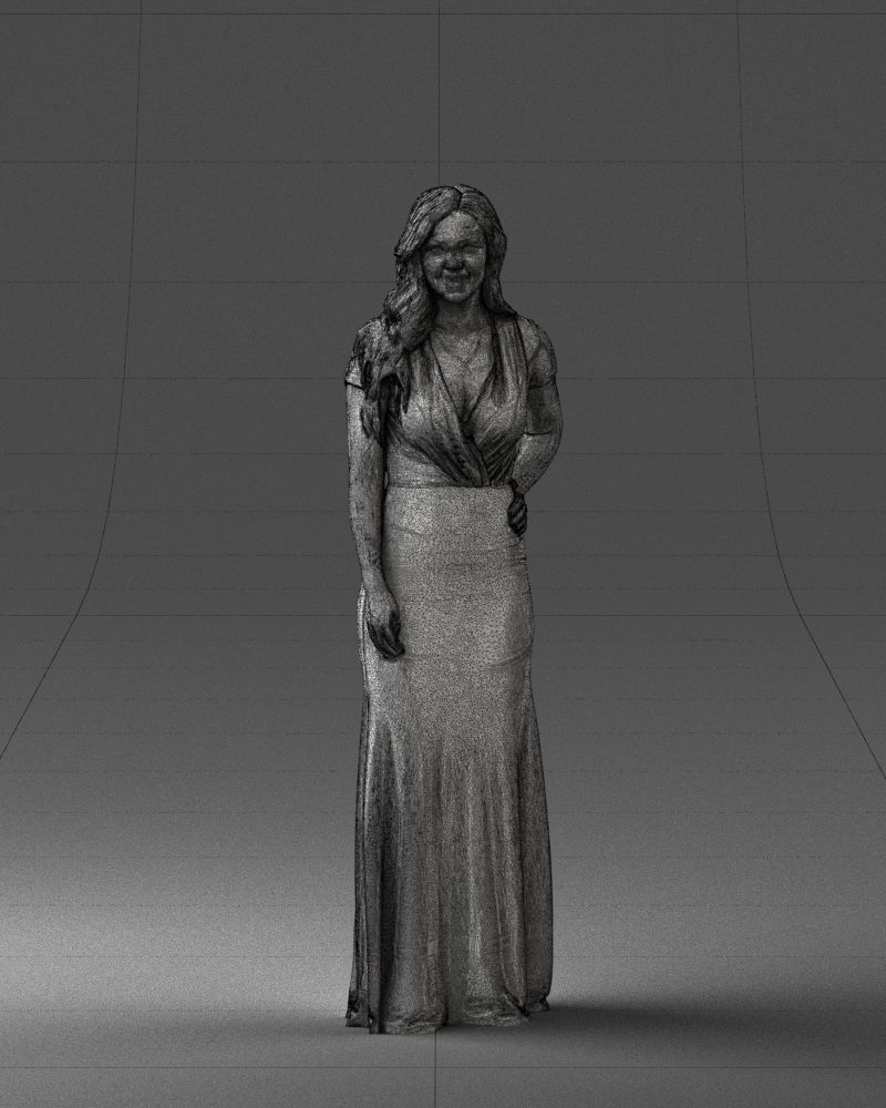 000152 Elegant Woman in Evening Gown 0714 3dp 3D print model_8