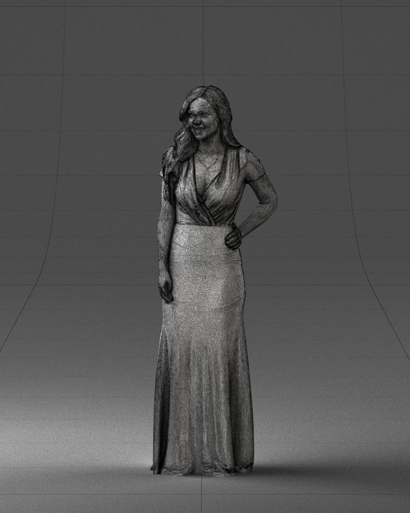 000152 Elegant Woman in Evening Gown 0714 3dp 3D print model_38