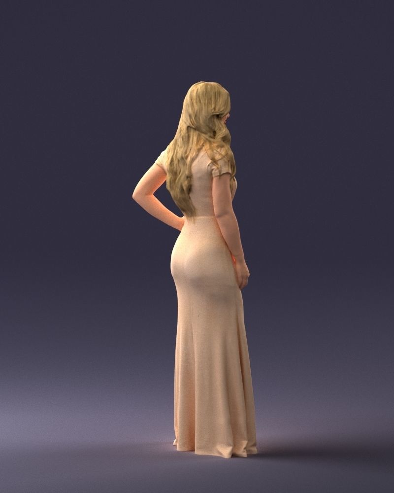 000152 Elegant Woman in Evening Gown 0714 3dp 3D print model_15