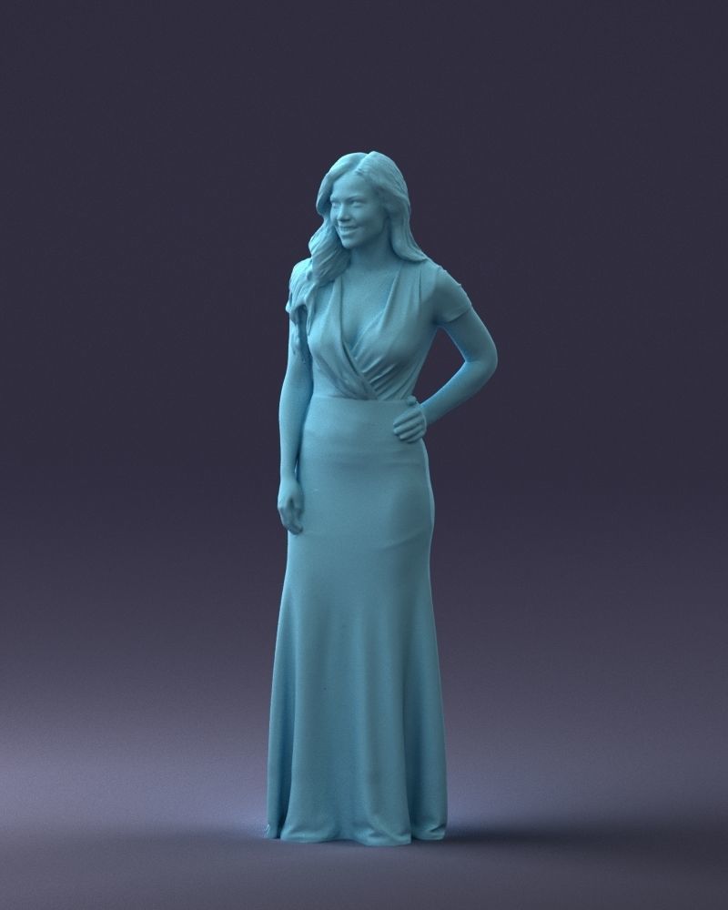 000152 Elegant Woman in Evening Gown 0714 3dp 3D print model_34