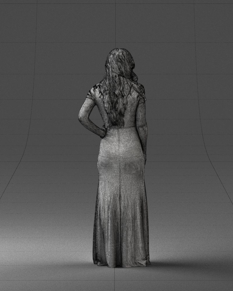 000152 Elegant Woman in Evening Gown 0714 3dp 3D print model_20
