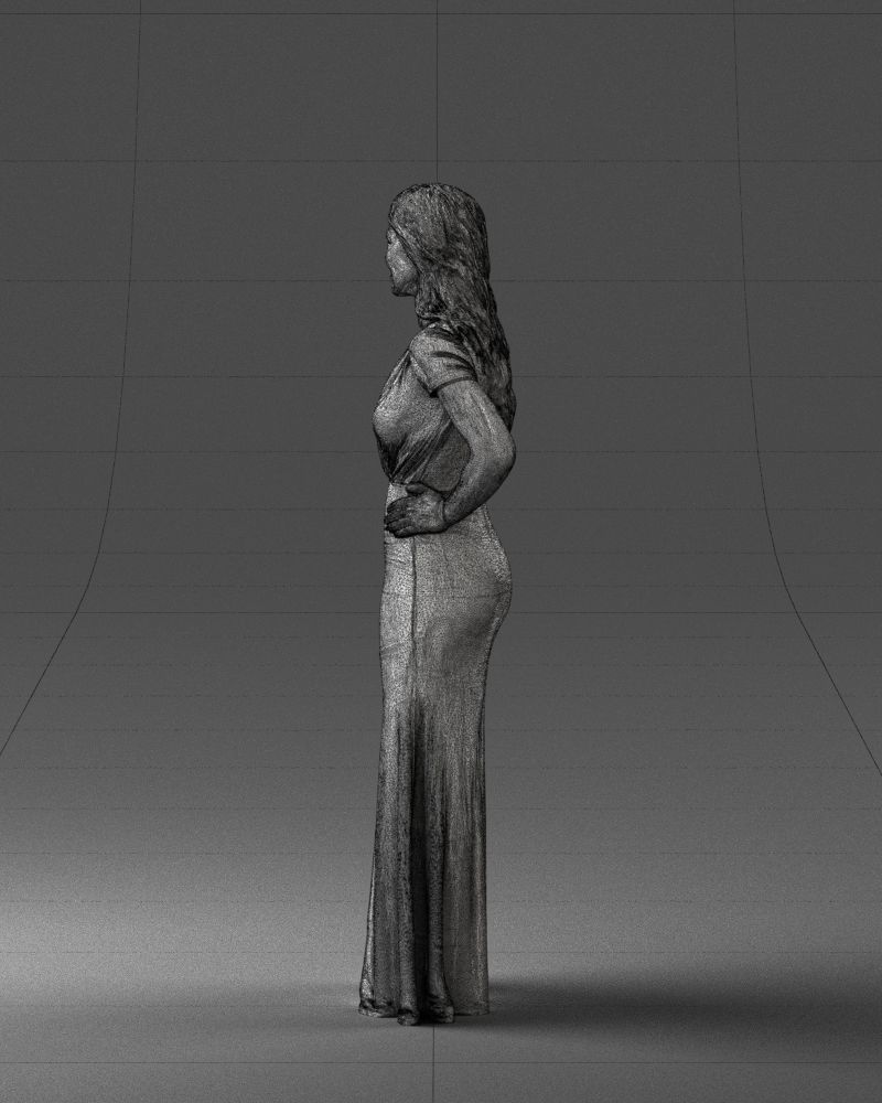 000152 Elegant Woman in Evening Gown 0714 3dp 3D print model_26