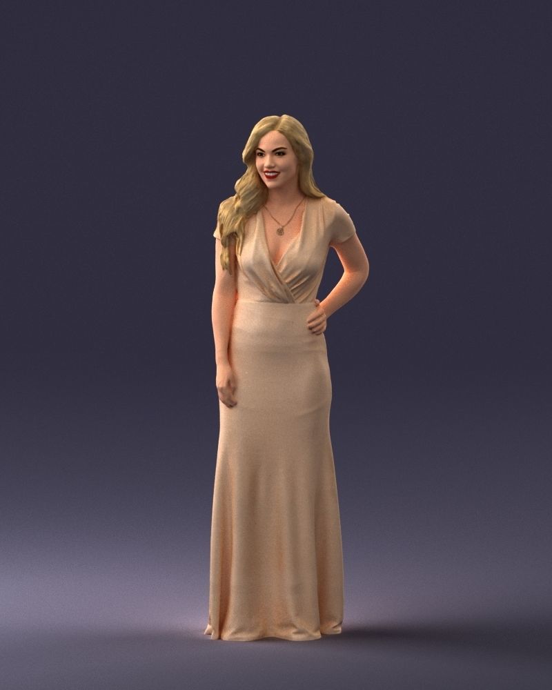 000152 Elegant Woman in Evening Gown 0714 3dp 3D print model_3