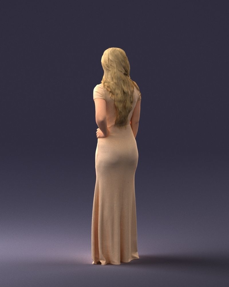 000152 Elegant Woman in Evening Gown 0714 3dp 3D print model_21