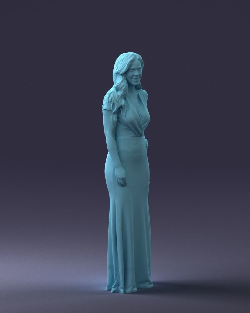 000152 Elegant Woman in Evening Gown 0714 3dp 3D print model_10