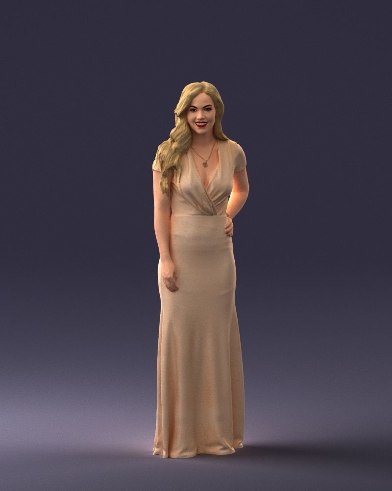 000152 Elegant Woman in Evening Gown 0714 3dp 3D print model_6